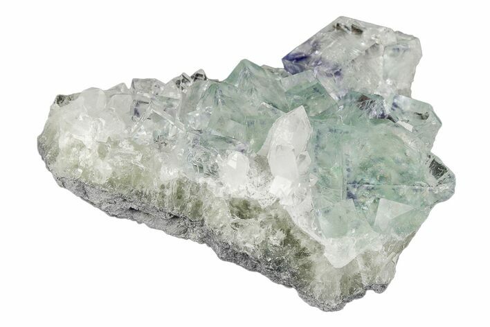 Purple & Green Cubic Fluorite with Quartz - China #205577